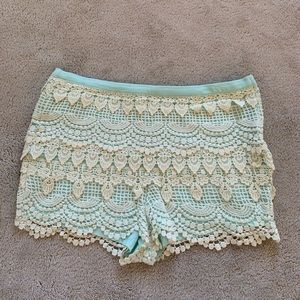 White lace shorts